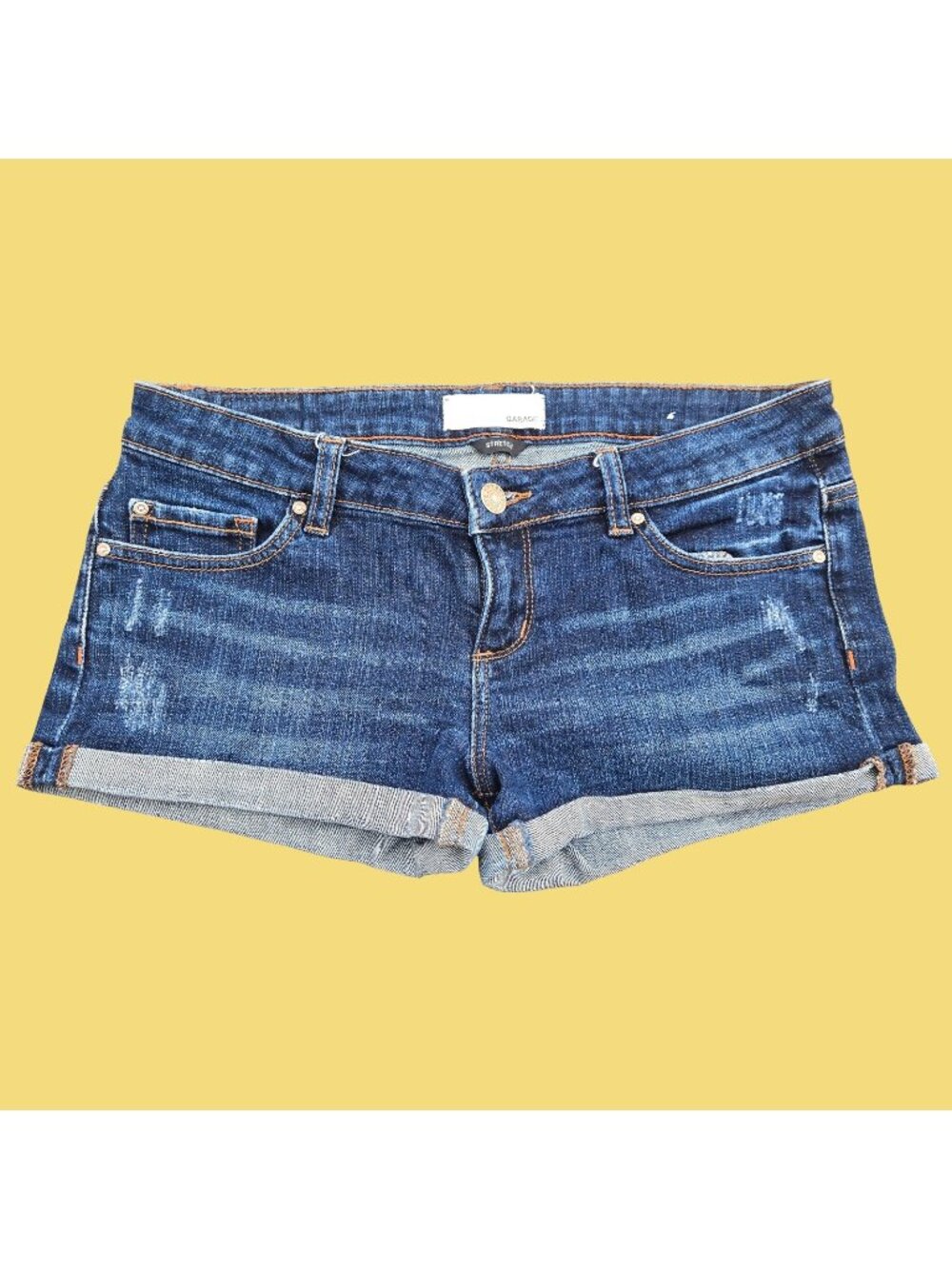 Y2K Garage Blue Denim Micro Mini Shorts Size 5  Boho Hippie Festival